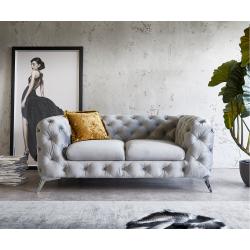 DELIFE Couch Corleone 185x97 cm Samt Grau Chrome 2-Sitzer Sofa, 2 Sitzer
