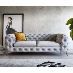 DELIFE Couch Corleone 225x97 cm Samt Grau 3-Sitzer Sofa, 3 Sitzer