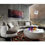 DELIFE Couch Napoli Hellgrau Weiss 300x95cm Rundsofa inkl. Kissen Sofa - grey Textile