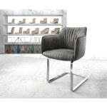 Reduzierte Graue Vintage DeLife Freischwinger Stühle aus Polyester mit Armlehne Breite 50-100cm, Höhe 50-100cm, Tiefe 50-100cm 