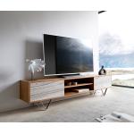 Reduzierte Hellbraune Minimalistische DELIFE TV-Lowboards & Fernsehtische aus Massivholz Breite 150-200cm, Höhe 0-50cm, Tiefe 0-50cm 