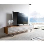 Hellbraune Minimalistische DELIFE TV-Lowboards & Fernsehtische aus Massivholz Breite 150-200cm, Höhe 0-50cm, Tiefe 0-50cm 