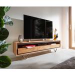 Reduzierte Hellbraune DELIFE Stonegrace TV-Lowboards & Fernsehtische aus Akazienholz mit Schublade Breite 150-200cm, Höhe 0-50cm, Tiefe 0-50cm 