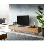 Hellbraune DELIFE Stonegrace TV-Lowboards & Fernsehtische aus Massivholz Breite 200-250cm, Höhe 0-50cm, Tiefe 0-50cm 