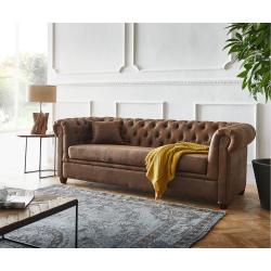 DELIFE Sofa Chesterfield 200x88 Braun Vintage Optik 3-Sitzer Couch, 3 Sitzer