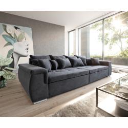 DELIFE Sofa Navin 275x116 cm Graphite Couch mit Kissen, Big Sofas