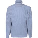 Reduzierte Hellblaue Rollkragen Kaschmir-Pullover aus Wolle für Herren Größe M für den für den Winter 