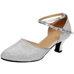 Silberne Elegante Salsa Schuhe mit Pailletten für Damen Größe 38 