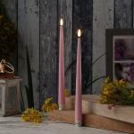 Rosa 28 cm Runde LED Kerzen mit beweglicher Flamme 2-teilig 