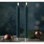 Jadegrüne 24 cm Runde LED Kerzen mit beweglicher Flamme 2-teilig 