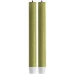 Olivgrüne 24 cm LED Stabkerzen 2-teilig 
