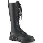Schwarze Demonia 400 Vegane Schuhe mit Reißverschluss aus Leder Größe 42 mit Absatzhöhe 3cm bis 5cm 
