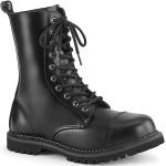Schwarze Demonia Riot Schuhe mit Reißverschluss aus Leder Größe 42 mit Absatzhöhe 3cm bis 5cm 