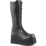 Schwarze Punk Demonia Trashville Schuhe aus Leder Größe 45 mit Absatzhöhe über 9cm 