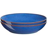 Denby Imperial Blue Pastaschüsseln, 2er-Set, spülmaschinenfest, mikrowellengeeignet, Geschirr, 1050 ml, 22 cm, blaues Keramik-Steinzeug-Geschirr, splitter- und rissfest