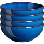 Denby Imperial Blue Müslischalen, 4er-Set, spülmaschinenfest, mikrowellengeeignet, 820 ml, 17 cm, königsblaues Keramik-Geschirr aus Steingut, splitter- und rissfeste Coupé-Suppenschalen