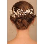 Goldene Blumenmuster Vintage Haarkämme Hochzeit mit Perlen mit Strass für Damen 