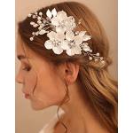 Silberner Vintage Brauthaarschmuck mit Perlen aus Kristall mit Strass für Damen für die Braut 