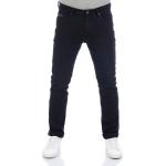 Schwarze Straight Leg Jeans mit Reißverschluss aus Denim für Herren Größe XXL Weite 38, Länge 34 