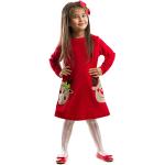 Reduzierte Rote Bestickte Rundhals-Ausschnitt Bestickte Kinderkleider aus Baumwolle für Mädchen Größe 104 