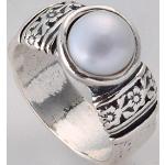 Nickelfreie Damenperlenringe aus Silber mit Echte Perle handgemacht 