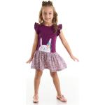 Lila Kurzärmelige Midi Basic-Kleider für Kinder aus Baumwolle für Mädchen 