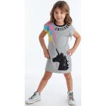 Reduzierte Graue Melierte Meme / Theme Einhorn Rundhals-Ausschnitt Kinderkleider mit Pailletten für Mädchen Größe 122 