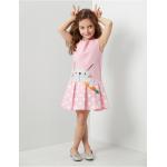 Rosa Gepunktete Kurzärmelige Midi Basic-Kleider für Kinder für Mädchen 