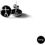Schwarze Depeche Mode Runde Cabochon Ohrringe aus Glas personalisiert 