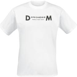 Depeche Mode T-Shirt - Logo Skull Stripe - S bis M - für Männer - Größe S - weiß - Lizenziertes Merchandise