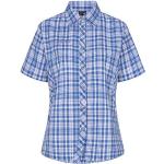Blaue Karo Casual Kurzärmelige Deproc Karierte Blusen aus Polyester schmutzabweisend für Damen Große Größen für den für den Sommer 