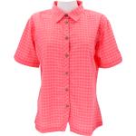 Pinke Karo Kurzärmelige Deproc Karierte Blusen aus Polyester für Damen Größe M für den für den Sommer 