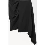 Schwarze COS Mini Wollröcke mit Knopf aus Wolle für Damen Größe L für den für den Herbst 