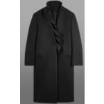 Schwarze Elegante COS Wollmäntel mit Rüschen mit Knopf aus Polyamid ohne Kragen für Damen Größe XS für den für den Herbst 