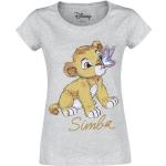Graue Melierte König der Löwen Simba Rundhals-Ausschnitt T-Shirts mit Löwen-Motiv für Damen Größe XXL 
