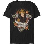 Schwarze Kurzärmelige König der Löwen Scar T-Shirts mit Löwen-Motiv aus Baumwolle für Damen Größe XL 