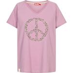 Reduzierte Rosa Derbe Hamburg Bio Nachhaltige V-Ausschnitt T-Shirts aus Baumwolle für Damen Größe L 