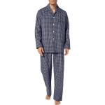 Marineblaue Karo Derek Rose Herrenschlafanzüge & Herrenpyjamas aus Flanell Größe M für den für den Winter 