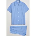 Blaue Derek Rose Herrenschlafanzüge & Herrenpyjamas mit Knopf Größe XL 