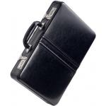 Schwarze Elegante Dermata Business Aktenkoffer aus Leder mit Laptopfach 