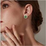 Smaragdgrüne Vintage Quadratische Strass Ohrringe mit Smaragd für Damen zum Abschlussball 