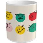 Weiße Emoji Smiley Kaffeetassen 300 ml mit Kaffee-Motiv aus Keramik spülmaschinenfest 