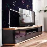 Schwarze Moderne Topdesign Lowboards Hochglanz lackiert aus Massivholz mit Schublade Breite 200-250cm, Höhe 50-100cm, Tiefe 0-50cm 
