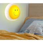 Gelbe etc-shop Emoji Smiley Runde Kinder Nachttischlampen aus Kunststoff 