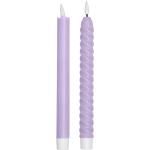 Lavendelfarbene Design Letters LED Kerzen 2-teilig 