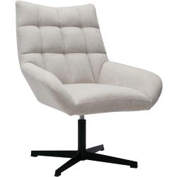 Design Sessel im beigen strukturiertem Samtdesign drehbar KING