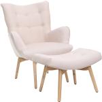 Design-Sessel skandinavisch und Fußablage Rosa und helles Holz BRISTOL