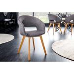 Design Stuhl NORDIC STAR grau Strukturstoff Massivholz mit Armlehne gepolstert