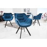 Reduzierte Blaue Retro Riess Ambiente Designer Stühle aus Samt mit Armlehne Breite 50-100cm, Höhe 50-100cm, Tiefe 50-100cm 