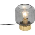 Reduzierte Goldene Moderne Qazqa Runde Nachttischlampen mit Uhr aus Metall dimmbar E27 